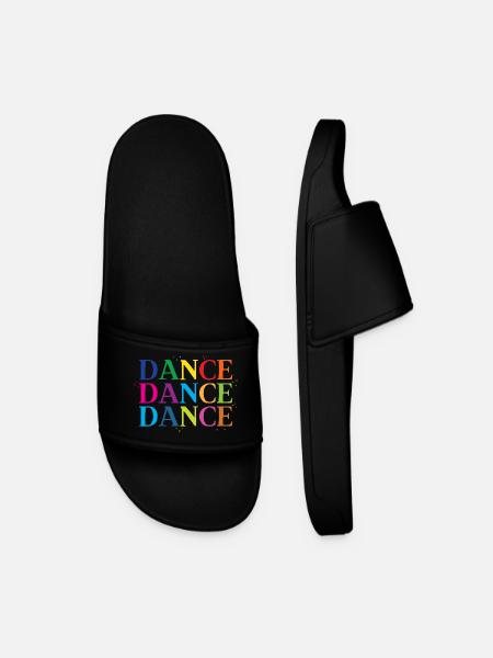dance dance dance in rainbow - Men’s Pool Sliders - black