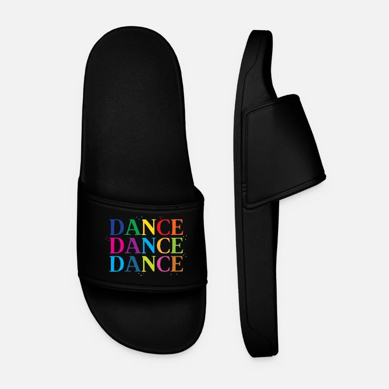 dance dance dance in rainbow - Men’s Pool Sliders - black