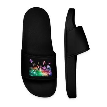 Prairie fleurie galaxie jardin papillons - Claquettes Homme - noir - Devant