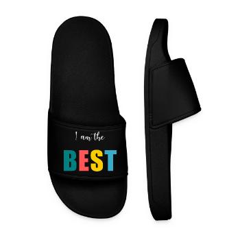 I AM THE BEST. - BESSER. - HUMOR. NACHRICHT - Männer Badelatschen - Schwarz - Vorne