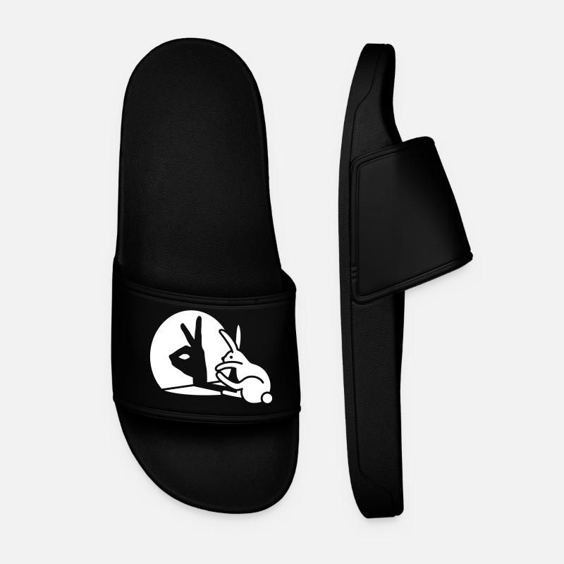 Drôle de lapin Main Ombre Projection Lapin - Claquettes Homme - noir