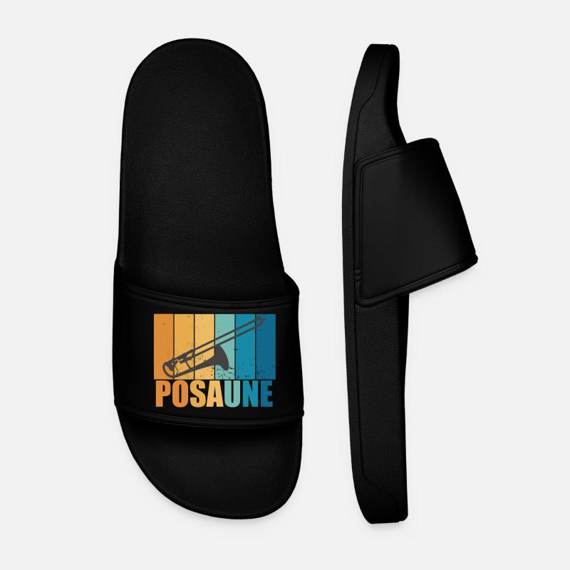 Posaune Vintage Musiker Instrument Geschenk - Männer Badelatschen - Schwarz