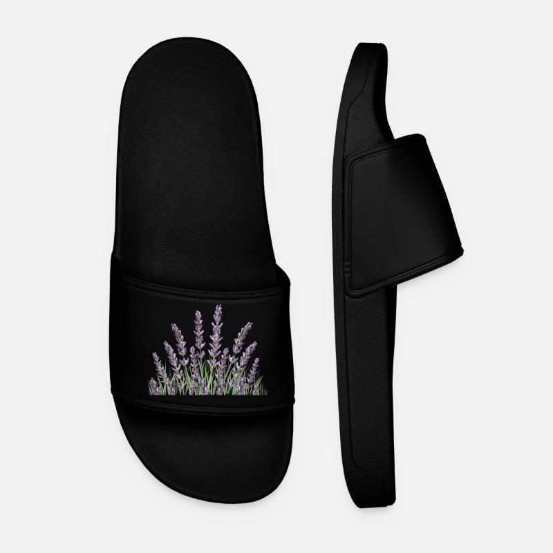 Lavender stalks Lavender - Men’s Pool Sliders - black