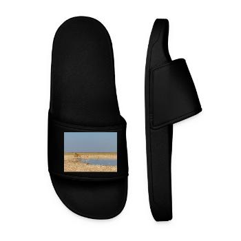 giraffe and Landscape in a Etosha National Park - Men’s Pool Sliders - black - Front