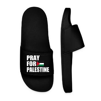 Pray for palestine - Männer Badelatschen - Schwarz - Vorne