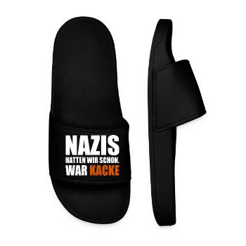 nazis hatten wir schon war kacke - Männer Badelatschen - Schwarz - Vorne