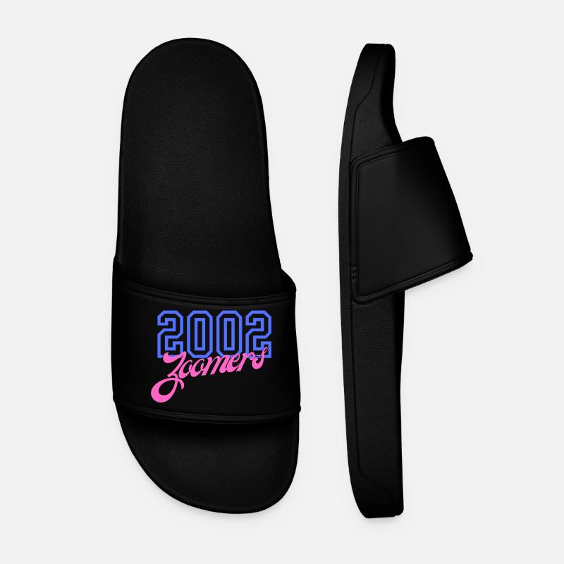2002 Zoomers Summer Retro Gradient Logo - Men’s Pool Sliders - black