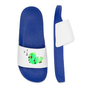 Little cute caterpillar welcomes the sunrise with her - Men’s Pool Sliders - royal blue - Front