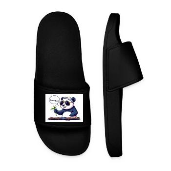 Panda DJ avec Lunettes et Bâton de Bambou - Claquettes Homme - noir - Devant