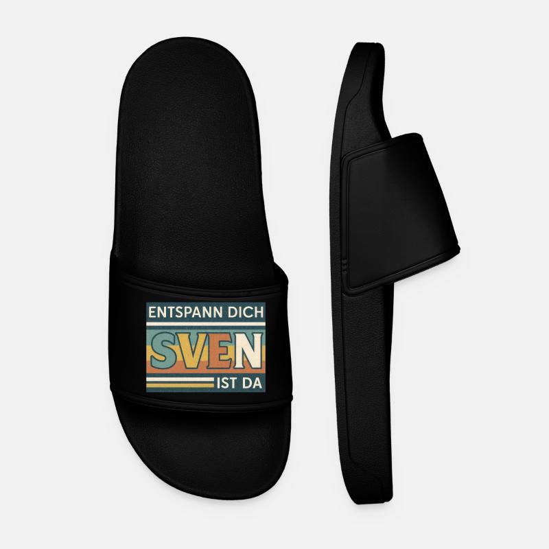 Relax – Sven is here! Retro Saying - Men’s Pool Sliders - black