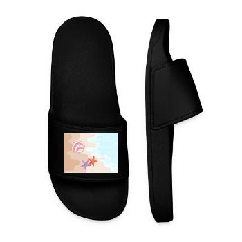 Plage d’été, étoiles de mer et coquillages - Claquettes Homme - noir - Devant