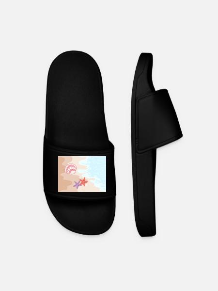 Summer beach starfish and shells - Men’s Pool Sliders - black