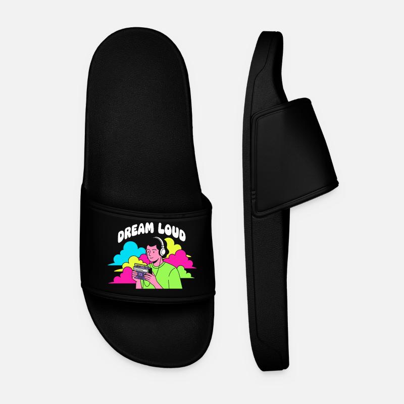 Dream Loud Neon Vibes - Men’s Pool Sliders - black