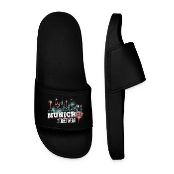 Munich Munich Skyline City Germany Graffiti - Men’s Pool Sliders - black - Front