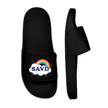 Redeemed Rainbow Bible Christian Faith Jesus - Men’s Pool Sliders - black - Front
