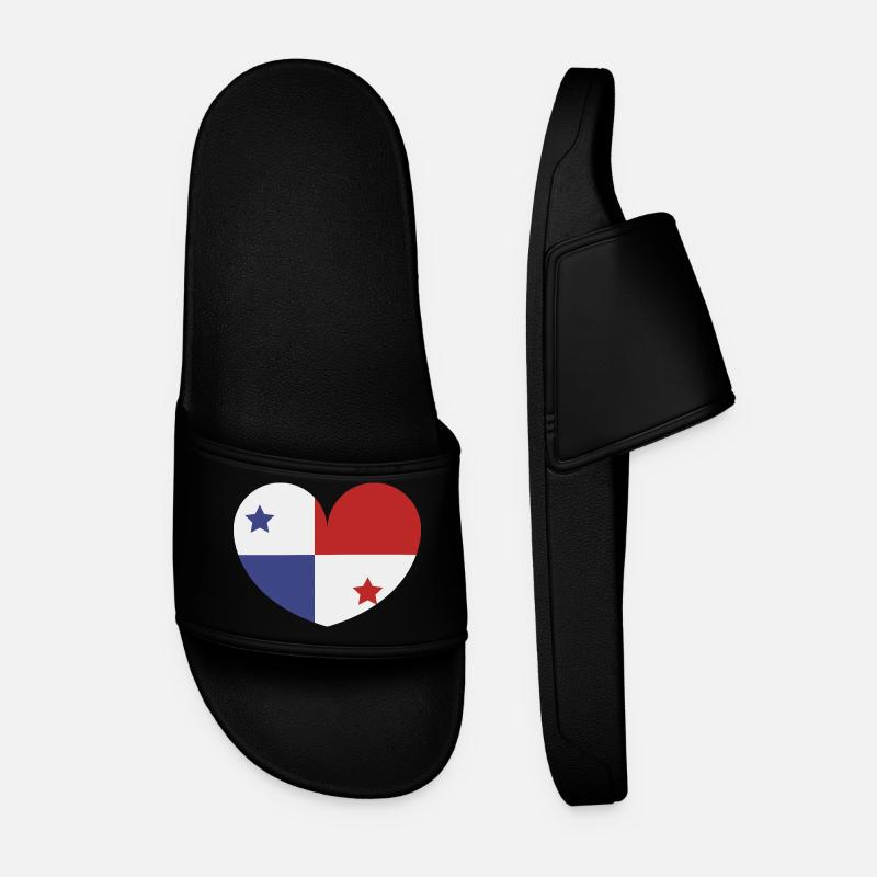 Panama heart flag - Men’s Pool Sliders - black