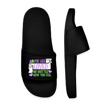 You Are Loved No Matter How You Feel Compassion - Men’s Pool Sliders - black - Front