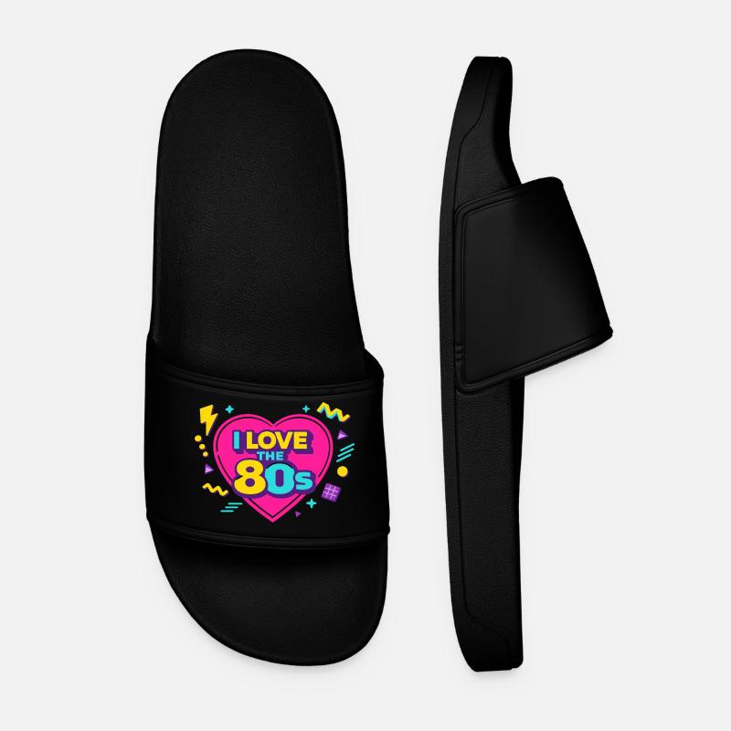 80er Retro Herz Neon Design - Männer Badelatschen - Schwarz