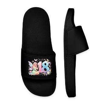 18th Birthday Elf – Retro Pastel Promotional Print - Men’s Pool Sliders - black - Front