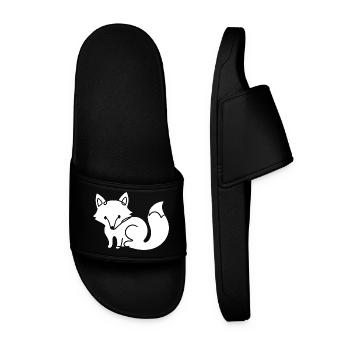 Fuchs Silhouette – Waldtier Minimal Motiv - Männer Badelatschen - Schwarz - Vorne