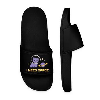 Space Cat – I Need Space - Men’s Pool Sliders - black - Front