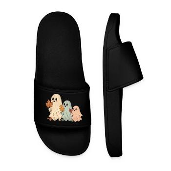 Cute Ghosts Family Fall T-Shirt Halloween - Men’s Pool Sliders - black - Front