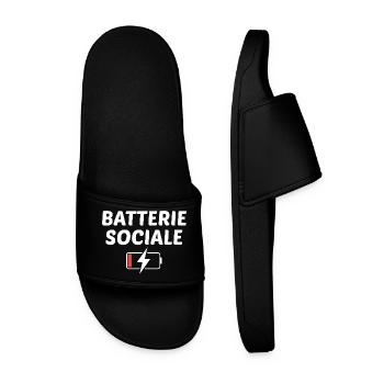 Batterie sociale à 0% - Claquettes Homme - noir - Devant
