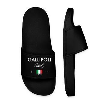 Gallipoli Italien Koordinaten Reise Souvenir - Männer Badelatschen - Schwarz - Vorne