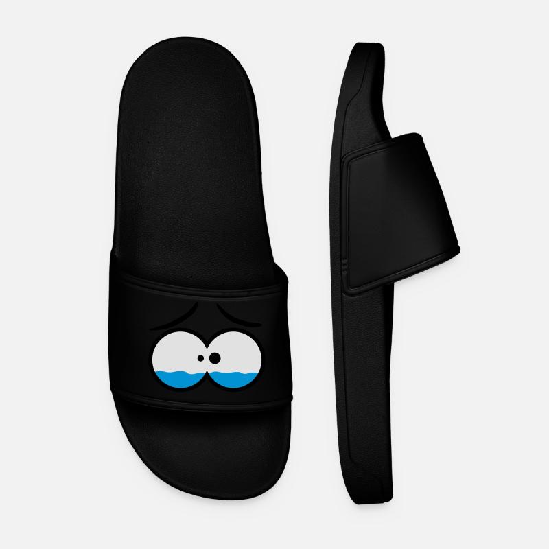 Sad Crying Comic Eyes - Men’s Pool Sliders - black