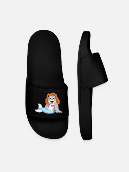 Seal Mermaid - Men’s Pool Sliders - black