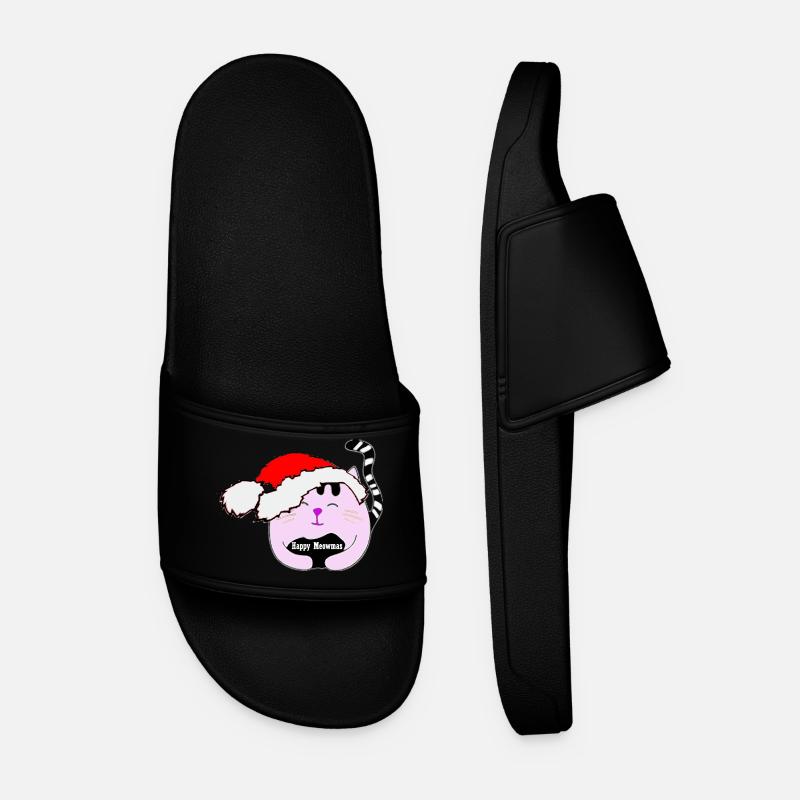 Weihnachtskatze - Männer Badelatschen - Schwarz