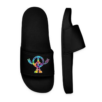 Peacezeichen Friedenszeichen tie dye - Men’s Pool Sliders - black - Front