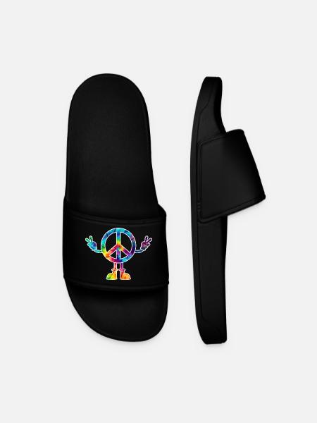 Peacezeichen Friedenszeichen tie dye - Men’s Pool Sliders - black