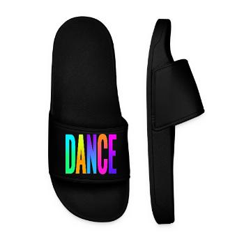 Rainbow Gradient Dance Typography - Men’s Pool Sliders - black - Front