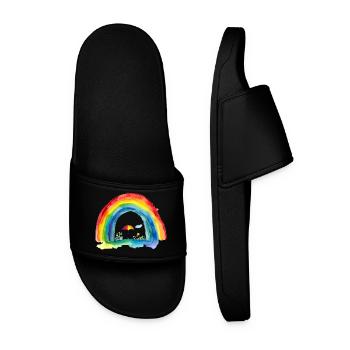 Regenbogen - Männer Badelatschen - Schwarz - Vorne