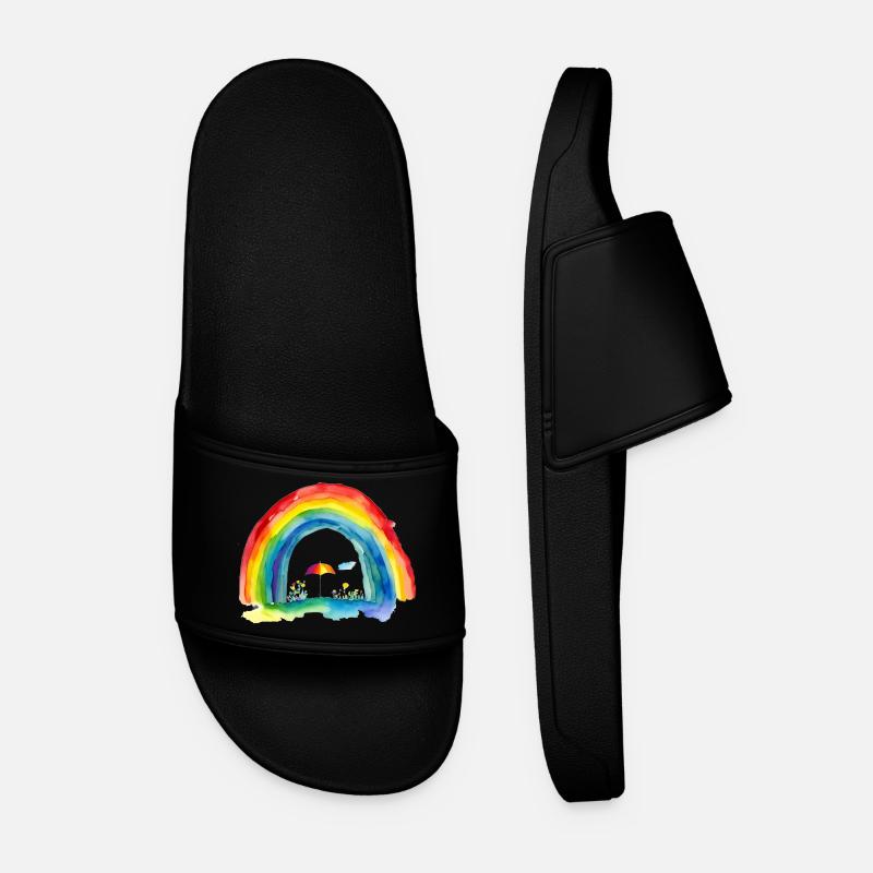 Regenbogen - Männer Badelatschen - Schwarz