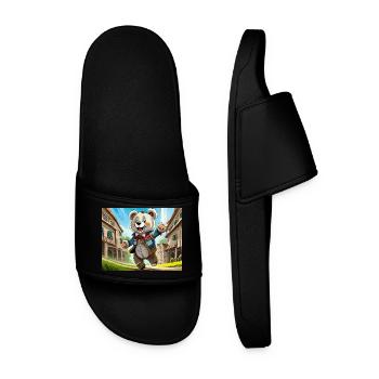 comptines allemandes illustré bande dessinée ours en peluche - Claquettes Homme - noir - Devant