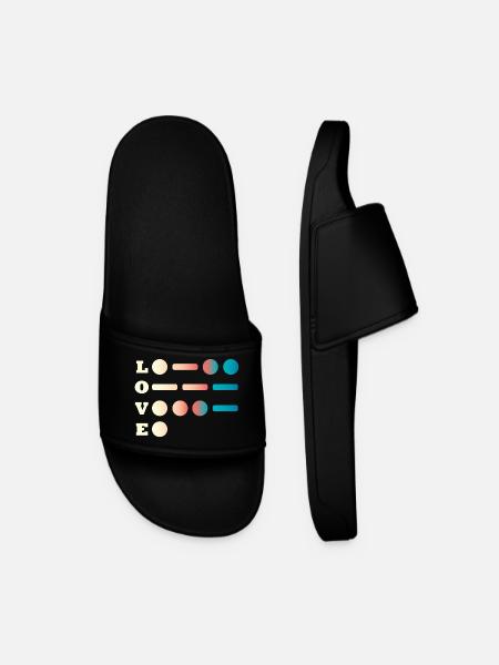 Love Morse Code - Men’s Pool Sliders - black