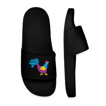 rooster colorful rooster farm animal easter animals - Men’s Pool Sliders - black - Front