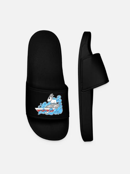 Goat Boat Funny Waves - Men’s Pool Sliders - black