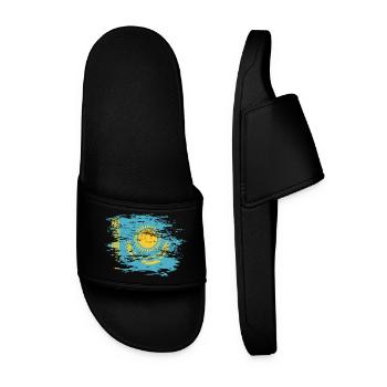Kazakhstan flag used - Men’s Pool Sliders - black - Front