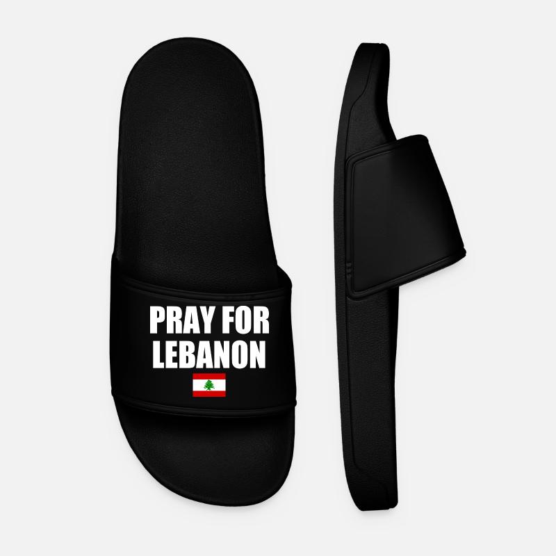 Pray for lebanon - Men’s Pool Sliders - black