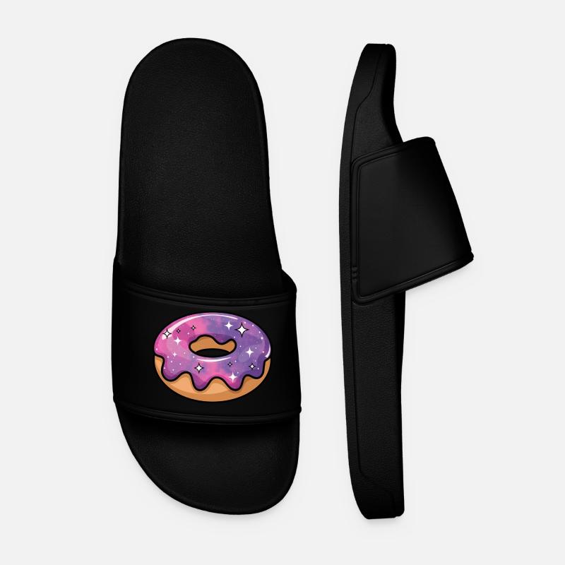 Cosmic Galaxy Donut - Men’s Pool Sliders - black