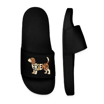 Beagle Friend - Cool Pet Logo - Men’s Pool Sliders - black - Front