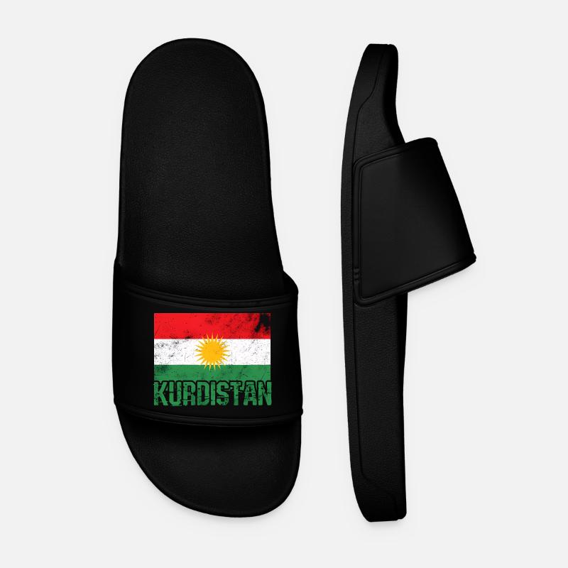 Kurdisches Friedenssymbol mit Kurdistan Kurden  - Männer Badelatschen - Schwarz