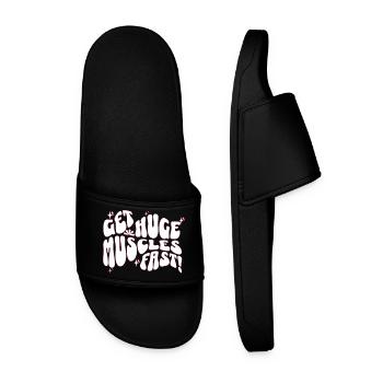 Big Muscles Fun Slogan Design - Men’s Pool Sliders - black - Front