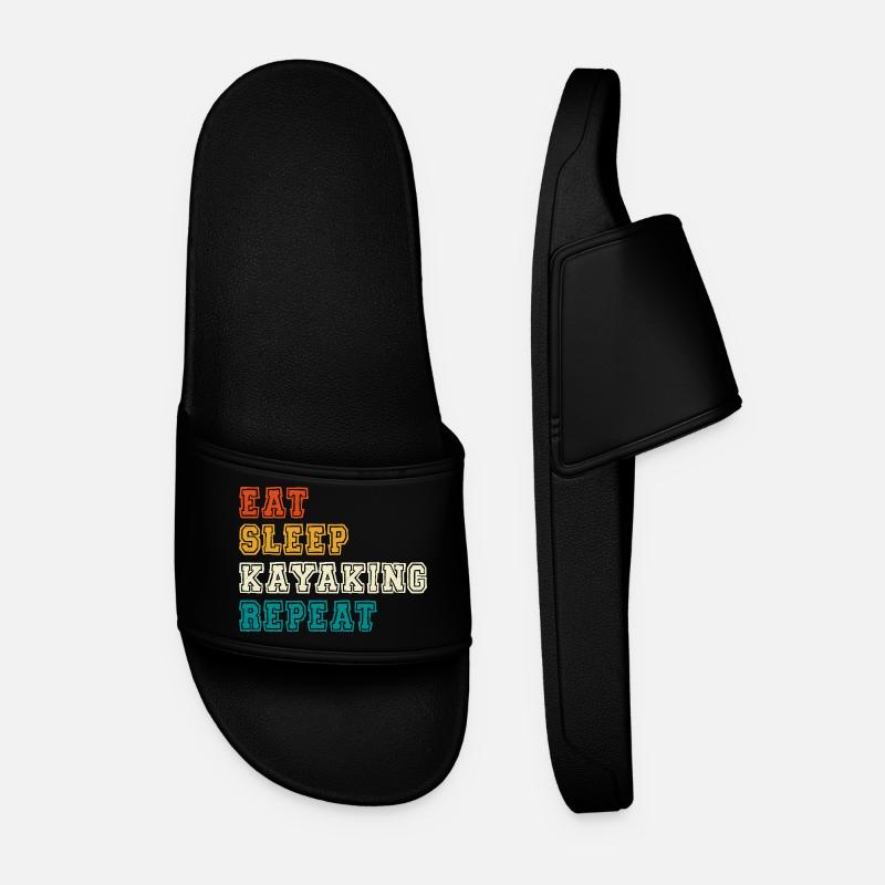 Eat Sleep Kayaking Repeat - Men’s Pool Sliders - black