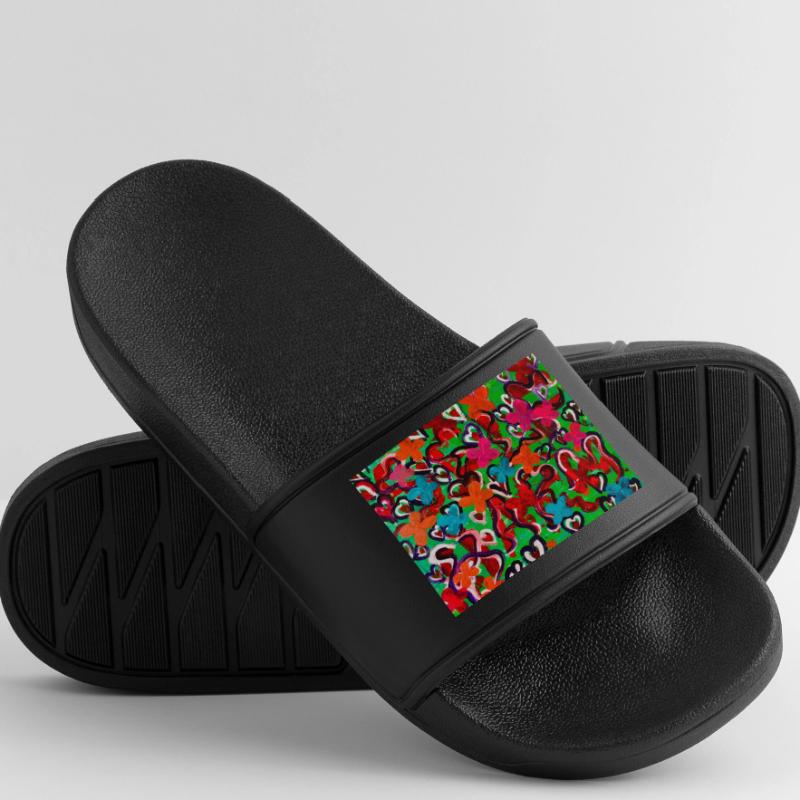 Explosion de couleurs de cœurs et de fleurs Claquettes Homme