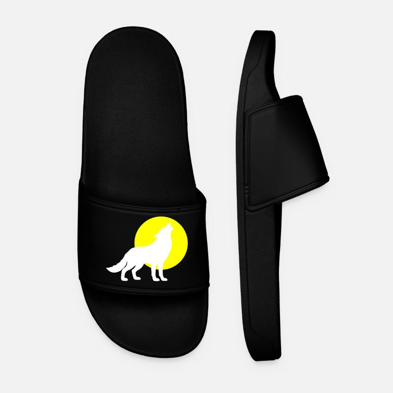 Wolf Silhouette - Men’s Pool Sliders - black