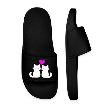 Couple de chats amoureux - Claquettes Homme - noir - Devant